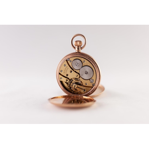 193 - J.W. BENSON, LONDON, 9ct GOLD FULL HUNTER POCKET WATCH WITH 15 JEWELS SWISS MOVEMENT, white roman di... 