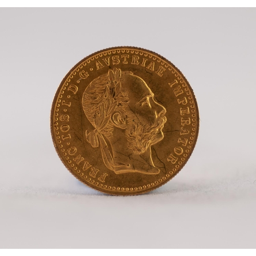 76 - AUSTRIAN 1915 ONE DUCAT GOLD COIN, 3.5gms (EF)
