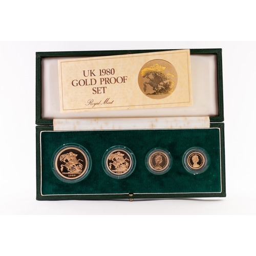 94 - ROYAL MINT 22ct GOLD PROOF LIMITED EDITION 1980 FOUR COIN SET, viz five pounds, two pounds, sovereig... 