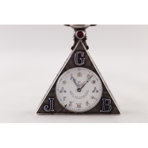 233 - TEMPOR WATCH CO., SCHWAB-LOEILLET, GENEVE, MASONIC WATCH WITH MECHANICAL MOVEMENT,  white circular d... 