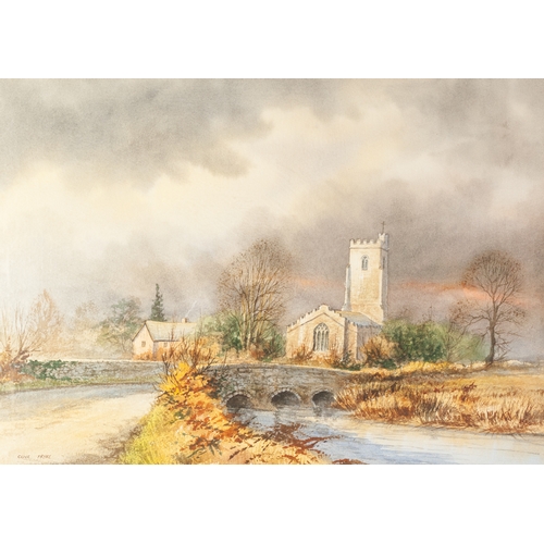 126 - CLIVE PRYKE (1948-2017) 
PAIR OF WATERCOLOURS 
‘Stoke Canon, Devon’, river landscapes with church in... 