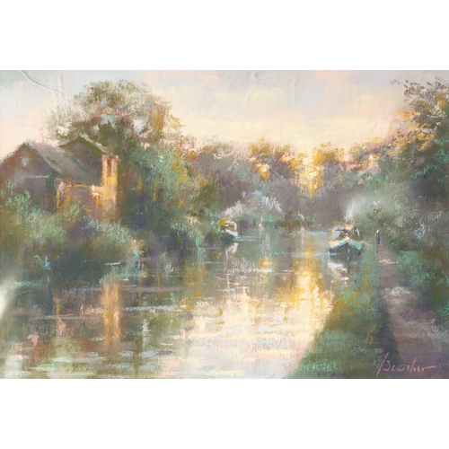 20 - STEVEN BEWSHER (b.1964) 
PAIR OF PASTELS 
‘Cheshire Canal Scene, (early morning)’ 
‘Canal at Grappen... 