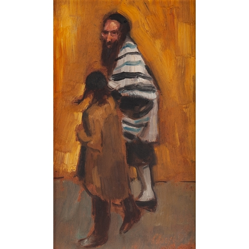 129 - †HAROLD RILEY (1934)
OIL PAINTING
Two Jewish figures by the wailing wall
Signed and dated (19)’68
9”... 