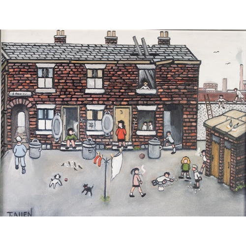 1 - TERRY ALLEN (Stockport) 
OIL PAINTING ON CANVAS
'Foys Entry, Stockport' 
Signed lower left
13 1/4