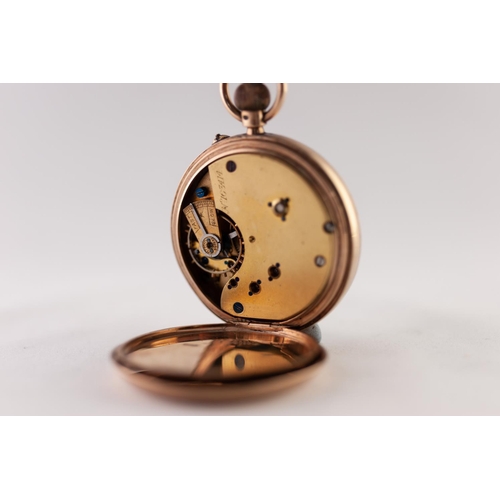 12 - HEAVY 9ct GOLD OPEN FACED POCKET WATCH with 15 jewels English lever movement, white roman dial, plai... 