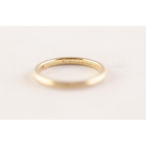 369 - TIFFANY & CO BAND RING. Stamped '18K', ring size J, 1.98g