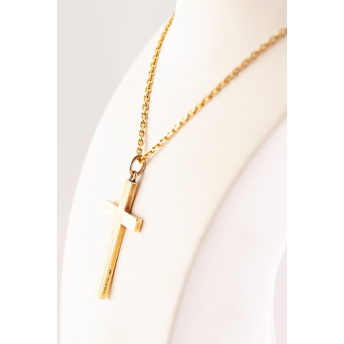 364 - TIFFANY & CO CROSS PENDANT, ON CHAIN. With engine-turned decoration, on a matched chain. Pendant mea... 