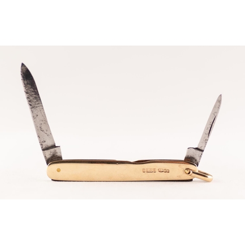 260C - 9ct GOLD DOUBLE PEN KNIFE, 16.59g gross