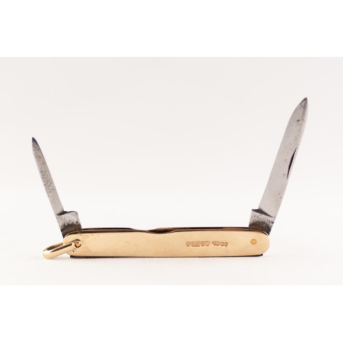 260C - 9ct GOLD DOUBLE PEN KNIFE, 16.59g gross