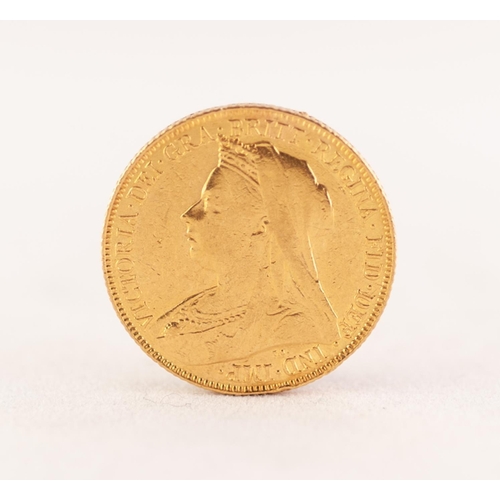 184 - VICTORIA GOLD SOVEREIGN 1899 (F) (reverse with two nicks to rim)