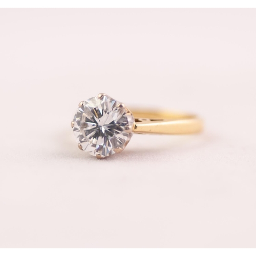 281 - 18 ct GOLD RING WITH A ROUND BRILLIANT CUT SOLITAIRE DIAMOND in an eight claw setting, approximately... 