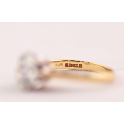 281 - 18 ct GOLD RING WITH A ROUND BRILLIANT CUT SOLITAIRE DIAMOND in an eight claw setting, approximately... 