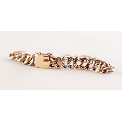 296 - 14k GOLD CHAIN LINK BRACELET, each link with three colours of gold, 26.2gms