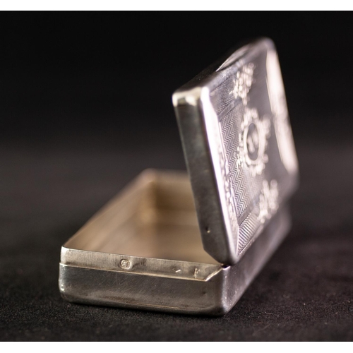 248 - A NINETEENTH CENTURY FRENCH SILVER SNUFF BOX, the hinged cover and base engine turned and floral eng... 