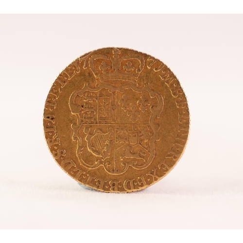 166 - GEORGE III GOLD GUINEA 1771 (worn), 8.3gms