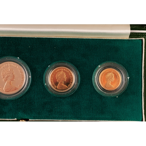 208 - ROYAL MINT UK 1980 GOLD PROOF SET OF FOUR COINS, viz £5, £2, sovereing and half-sovereign, in 22ct g... 