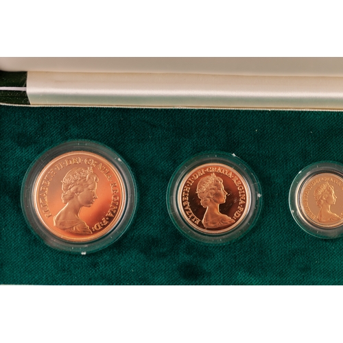 208 - ROYAL MINT UK 1980 GOLD PROOF SET OF FOUR COINS, viz £5, £2, sovereing and half-sovereign, in 22ct g... 