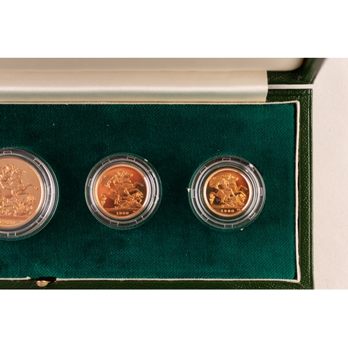 208 - ROYAL MINT UK 1980 GOLD PROOF SET OF FOUR COINS, viz £5, £2, sovereing and half-sovereign, in 22ct g... 