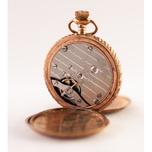 22 - LADY'S VALLON, SWISS ROLLED GOLD FULL HUNTER POCKET WATCH with keyless movement with one adjustment ... 