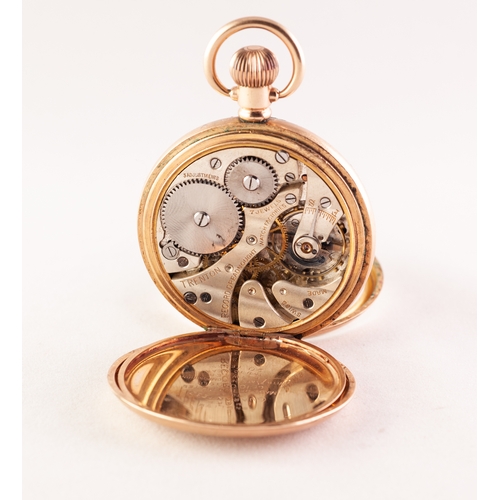 62 - RECORD DREADNOUGHT WATCH FACTORIES, SWISS 'TRENTON' ROLLED GOLD OPEN FACED POCKET WATCH with 7 jewel... 