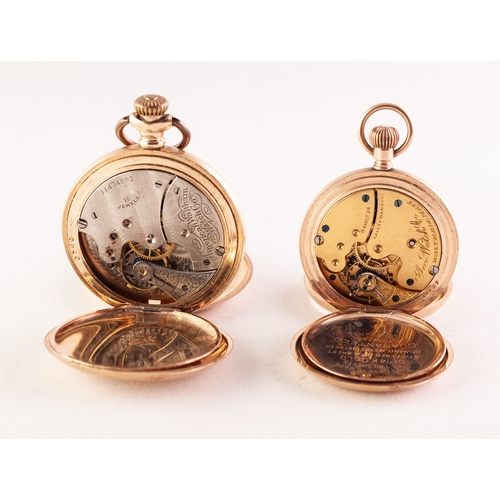 63 - LADY'S WALTHAM ROLLED GOLD OPEN FACED POCKET WATCH with keyless movement no 8408274, white Roman dia... 