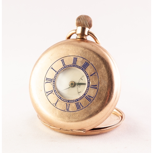 69 - ELGIN ROLLED GOLD CASED 'RIVAL' DEMI HUNTER POCKET WATCH with 7 jewels keyless movement, white Roman... 