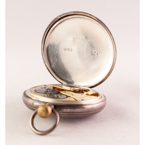 74 - J.W. BENSON, LONDON, SILVER DEMI HUNTER POCKET WATCH with keyless 15 jewels Swiss movement, white Ro... 