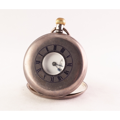 74 - J.W. BENSON, LONDON, SILVER DEMI HUNTER POCKET WATCH with keyless 15 jewels Swiss movement, white Ro... 