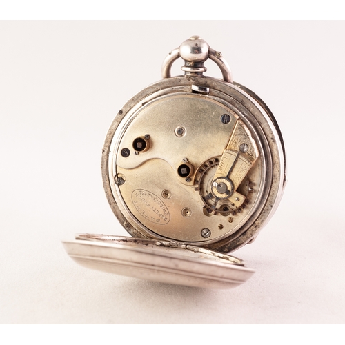 75 - SWISS SILVER CASED OPEN FACED POCKET WATCH with keywind movement, white Roman dial, with subsidiary ... 