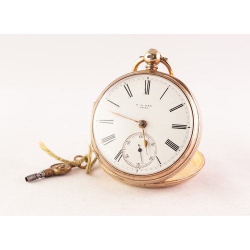 79 - W.D. KEE OF PEEL, ISLE OF MAN, VICTORIAN SILVER GILT OPEN FACED POCKET WATCH with keywind movement, ... 