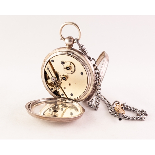 80 - LATE 19th CENTURY SILVER OPEN FACED POCKET WATCH with 'full jewelled Swiss lever' keywind movement, ... 