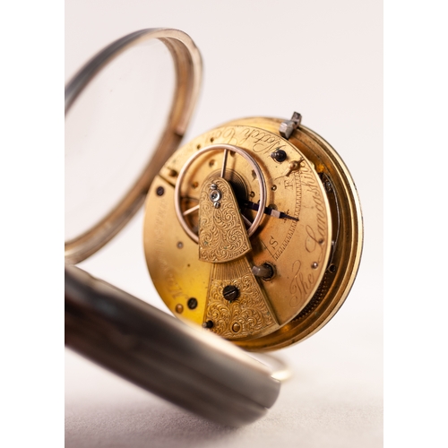 106 - LATE VICTORIAN, L.W. OF PRESCOTT, SILVER OPEN FACED POCKET WATCH with key wind movement inscribed 