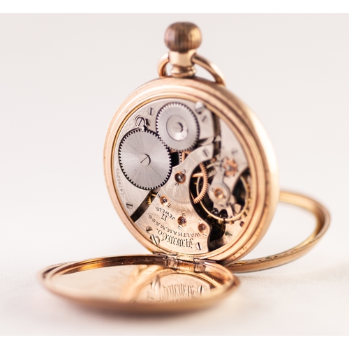 107 - WALTHAM, MASS, USA ROLLED GOLD OPEN FACED POCKET WATCH with keyless 17 jewel movement numbered 42755... 