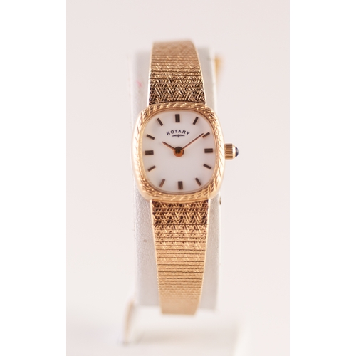 109 - LADY'S ROTARY QUARTZ GOLD PLATED BRACELET WATCH, the rounded oblong dial with batons, integral flexi... 