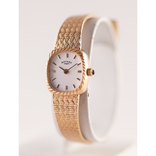 109 - LADY'S ROTARY QUARTZ GOLD PLATED BRACELET WATCH, the rounded oblong dial with batons, integral flexi... 