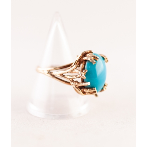 307 - A GOLD (no carat mark) RING, set with a turquoise stone, 7.1gms gross