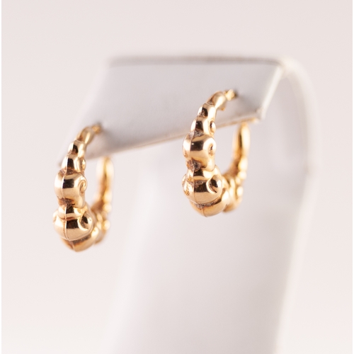 337 - PAIR OF 9ct GOLD FANCY HOOP EARRINGS, 2.4gms