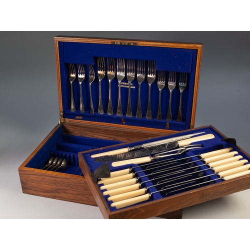 745 - THIRTY SEVEN PIECE PART CANTEEN OF ELECTROPLATED CUTLERY, including a three piece carving set, house... 