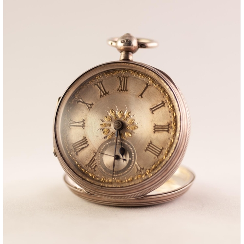 19 - LADIES SILVER POCKET WATCH
The silvered foliate dial with Roman numerals and subsidiary seconds dial... 