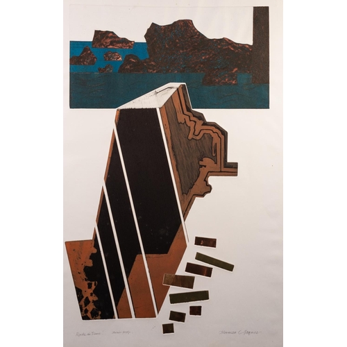 93 - NORMAN C JAQUES (1922-2014) 
TWO ARTIST SIGNED LIMITED EDITION ETCHINGS IN COLOURS 
‘Rocks in Time’,... 