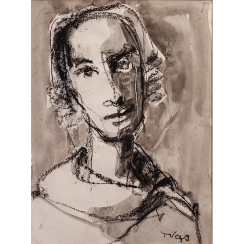 177 - TADEUSZ WAS (1945)
CHARCOAL AND GREY WASH DRAWING
Bust portrait of a lady
Signed lower right
12 1/4