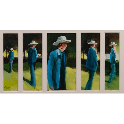 106 - COLIN JELLICOE (1942-2018) 
SET OF FIVE ACRYLICS ON PAPER 
‘CJ Searcher in the Sun, Looking for Loui... 