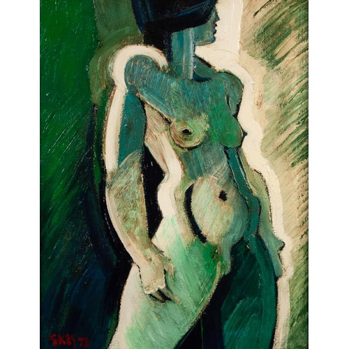 112 - GEOFFREY KEY (b1941)
OIL ON CANVAS
Nude female figure
Signed and dated (19)76 lower left
Signed, ins... 