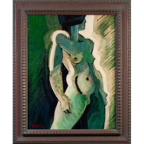 112 - GEOFFREY KEY (b1941)
OIL ON CANVAS
Nude female figure
Signed and dated (19)76 lower left
Signed, ins... 