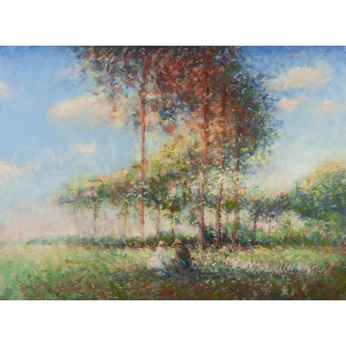 170 - UNATTRIBUTED CONTEMPORARY ARTIST
MIXED MEDIA ON PAPER
French impressionist style landscape with cour... 