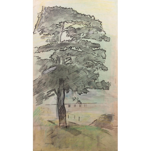 180 - DAVID WILD (1931-2014) 
FIVE WORKS ON PAPER, including: 
MIXED MEDIA 
Tree 
Signed 
27 ½” x 15” (70c... 