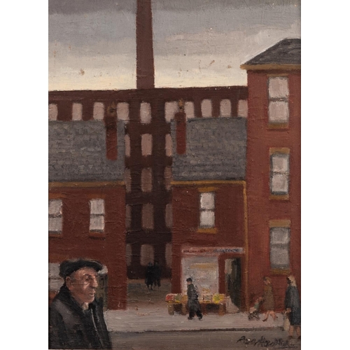 77 - ROGER HAMPSON (1925 - 1996)
OIL PAINTING ON BOARD
'The Corner Shop'
Signed lower right and titled an... 