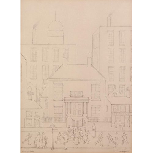 12 - L.S. LOWRY  
SET OF FOUR LIMITED EDITION PRINTS OF PENCIL DRAWINGS 
‘Outside the Mill’ 
‘Street Scen... 