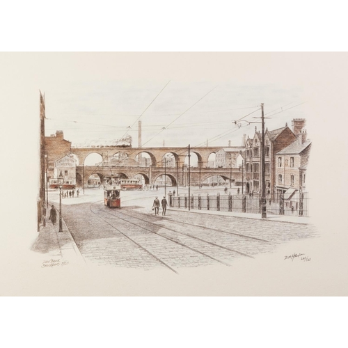 78 - D.M. HANSON 
THREE LIMITED EDITION COLOUR PRINTS Stockport street scenes 
11” x 15 ½” (28cm x 39.4cm... 