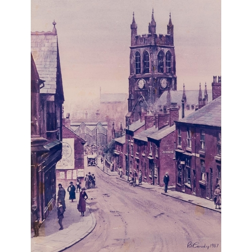 65 - B. GOUDY 
THREE ARTIST SIGNED LIMITED EDITION COLOUR PRINTS 
Bygone Stockport Street Scenes 
15 ¼” x... 